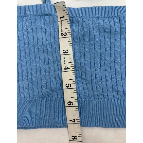 Fashionnova Take Notice 3 Piece Light Blue Knit Set Cardigan Top Skirt Cute S - Picture 9 of 12